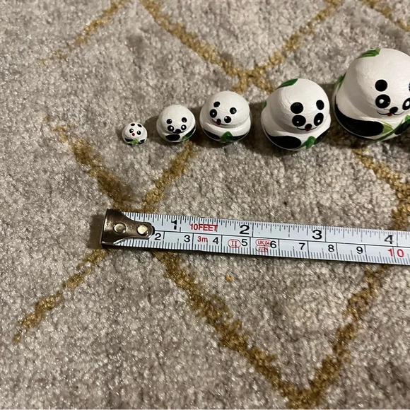 Set Of 10 Painted Wooden Matryoshka Panda Bear Nesting Russian Dolls Pandas - Picture 4 of 4